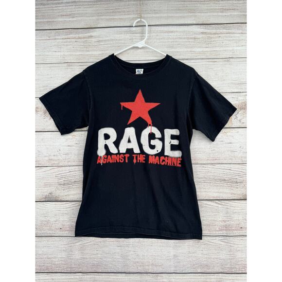 Rage Against the Machine Red Star Graffiti T-Shirt Adult Small Black Red Music - Picture 1 of 5